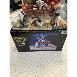 Vintage Spooky Hollow Halloween Village GHOST BRIDGE Porcelain Figure New